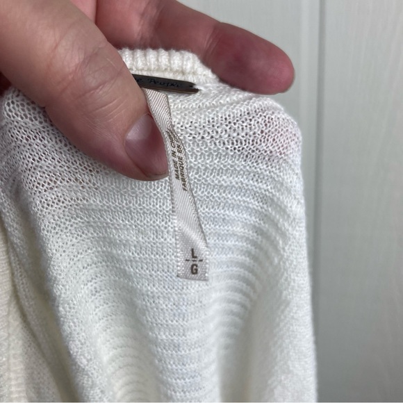 Free People Gauze Lace Inlet Hi-Low Long Sleeve Blouse Size Large - Picture 10 of 10